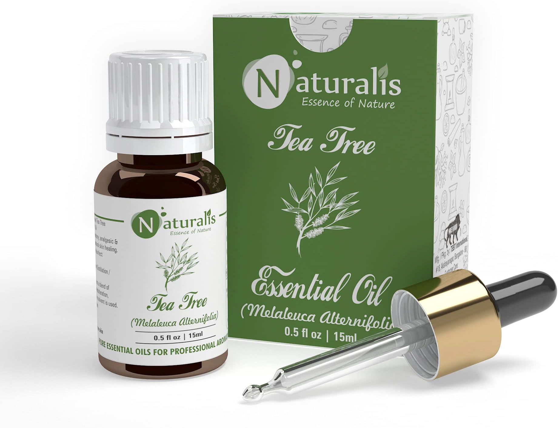 Naturalis Tea Tree Oil for Hair, Acne, Pimples and Scar - Pure and No Dilution Tea Tree Oil - No Solvents - Ideal for Aromatherapy - 15ml