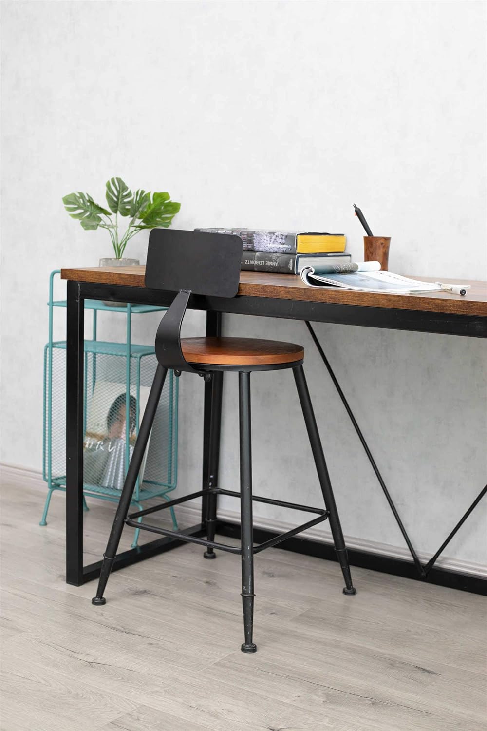 Computer Desk Writing Desk 55 inch Industrial Wooden Style Vintage PC Laptop Table with 0.98" Thicker Board Sturdy Home Office Desk, Retro Brown