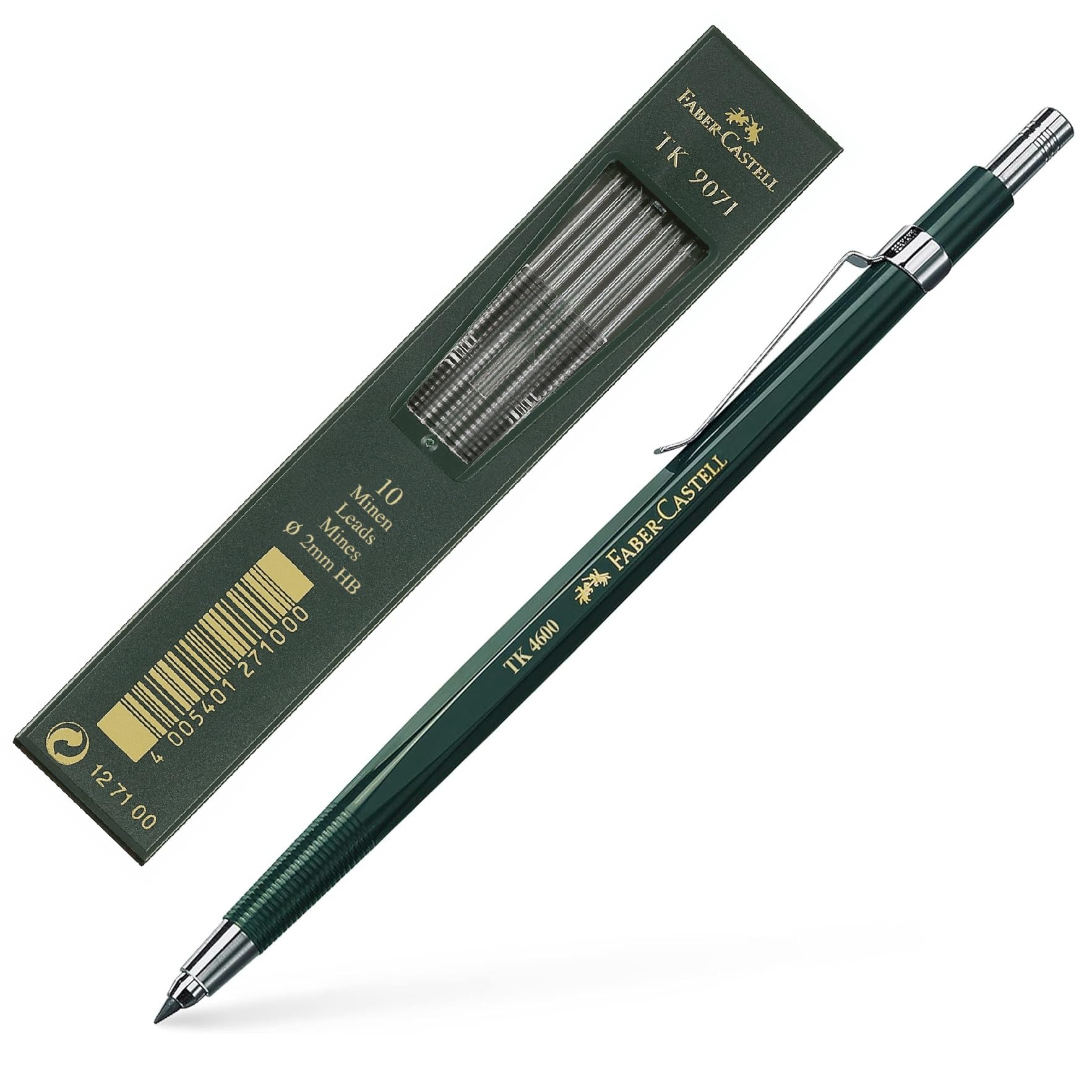 Faber-Castell 134600 - Portaminas TK 4600, grosor de las minas 2 mm, HB, incluye afilador en el botón de cierre (con minas y afilador, 1 unidad (paquete de 1))