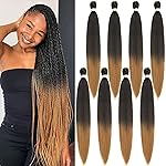 Beyond Beauty Braiding Hair pre stretched, Braids Synthetic Fiber Ombre Yaki Texture, Natural Easy Twist Braids Crochet Hair Hot Water Setting hair extensions