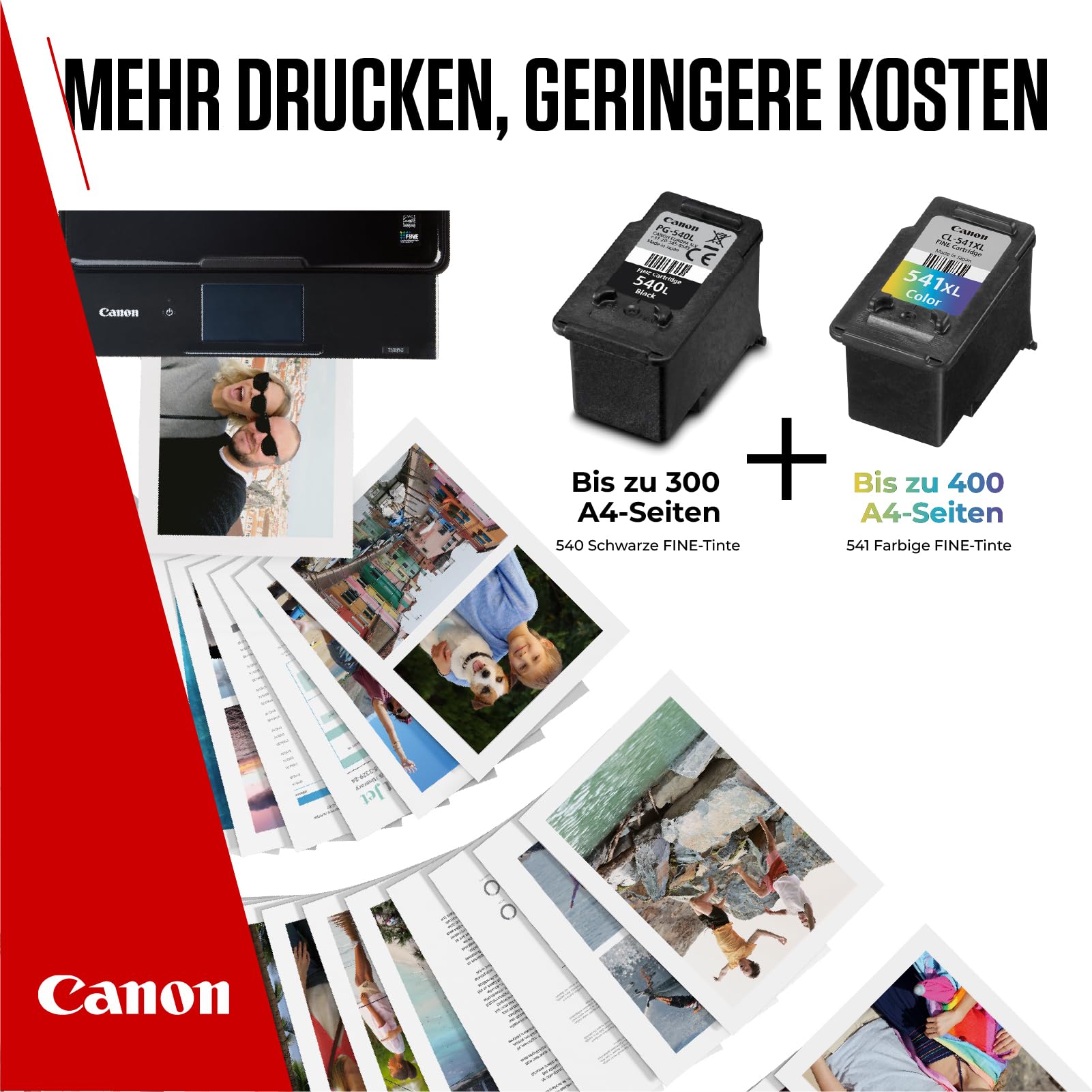 Canon PG-540XL + CL-541XL FINE Original XL-Druckerpatronen + Fotopapier
