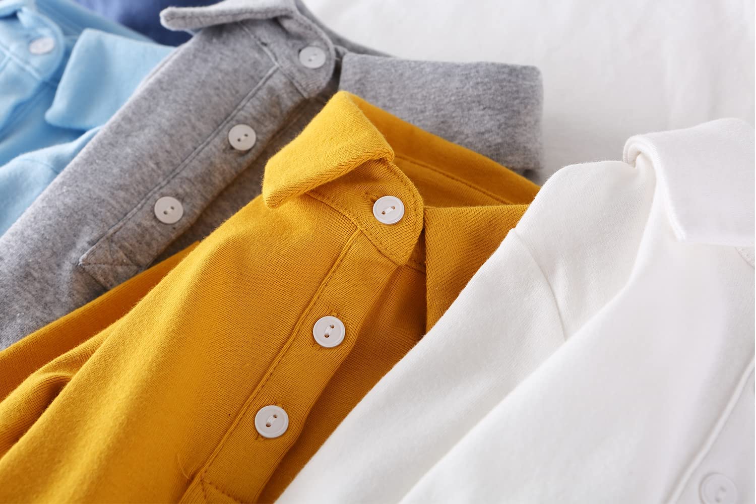 BINIDUCKLING Boys Girls Long Sleeve School Polo Shirt Plain School Uniform Ages 2-8 Years