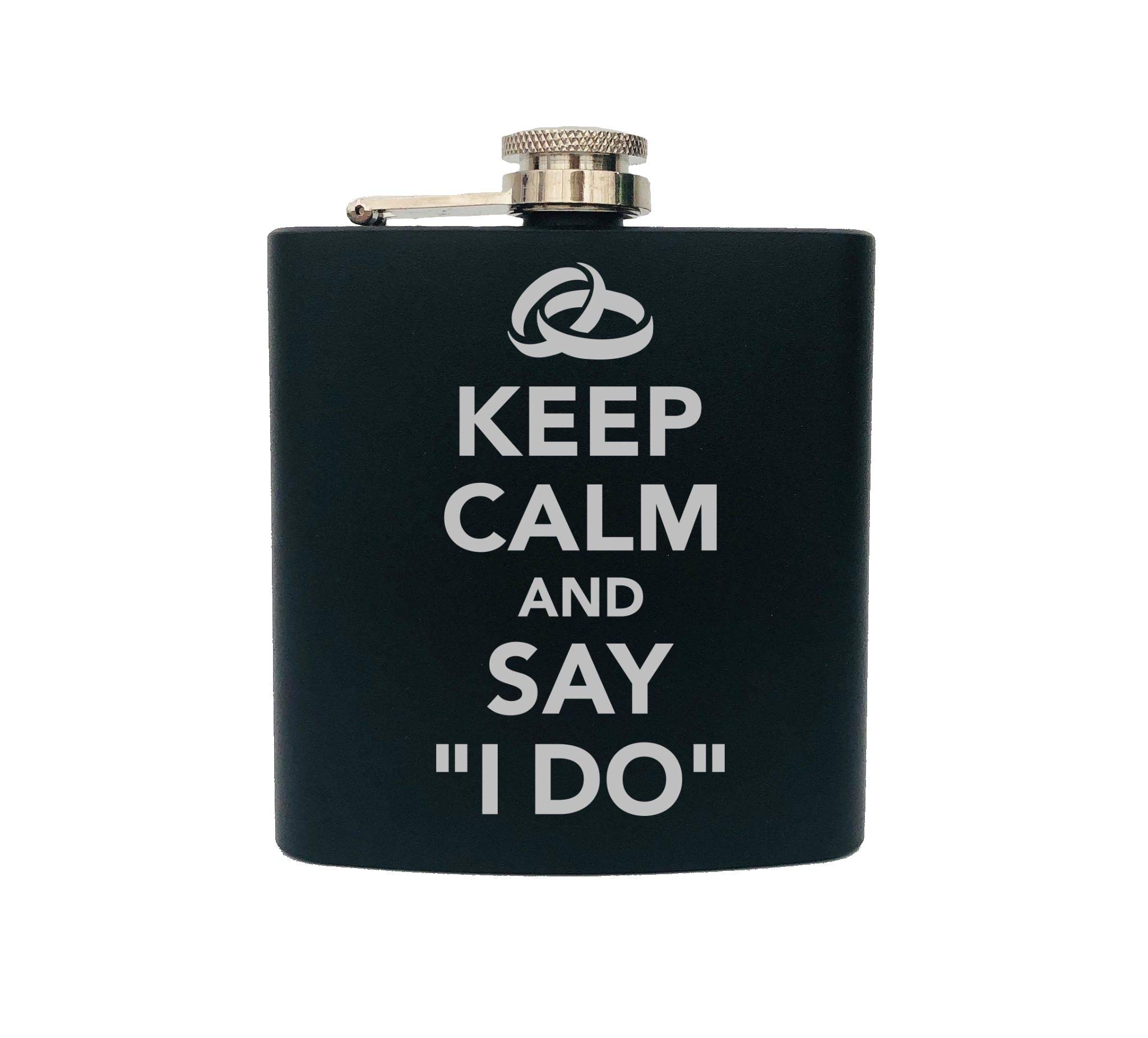 Laser Engraved Stainless Steel Powder Coated 6 Oz. Flask Boxed Set w/Two Shot Glasses For Whiskey, Vodka, Gin, Scotch, Wedding Favors Party Gift Pocket Travel (Style 13)