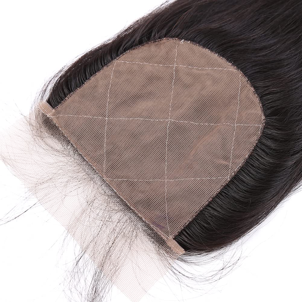 Silk Base Closure Hair Pieces Brazilian Virgin Human Hair Top Closures with Baby Hair 4 * 4" Free Part Natural Color Straight 10"