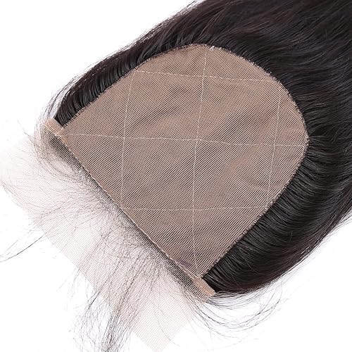 Miniatura 4 de Sent Hair Cabello humano con base de seda 4x4 con cierre de encaje con cabello de bebé, lacio, cabello virgen brasileño, parte libre, nudos