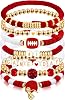 Game Day #1 Bracelet Football Charm Beaded Stretch Bracelet Sports Jewelry for Football Dads Moms Coaches Fans Gifts