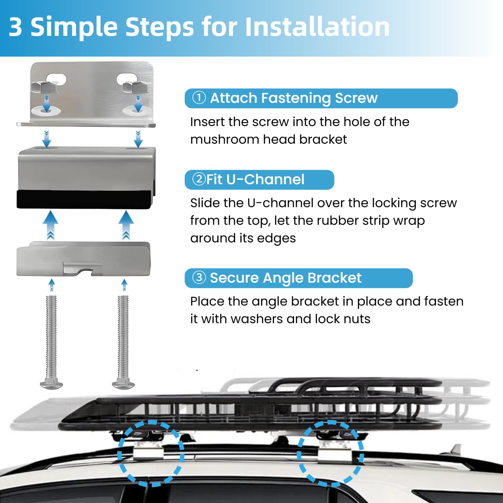 6 sztuk Van Roof Rack Mount Kit, Uchwyty ze stali nierdzewnej 304, kompatybilne z ProMaster/Boxer/Ducato/Jumper – Zestaw montażowy do paneli solarnych w kamperach