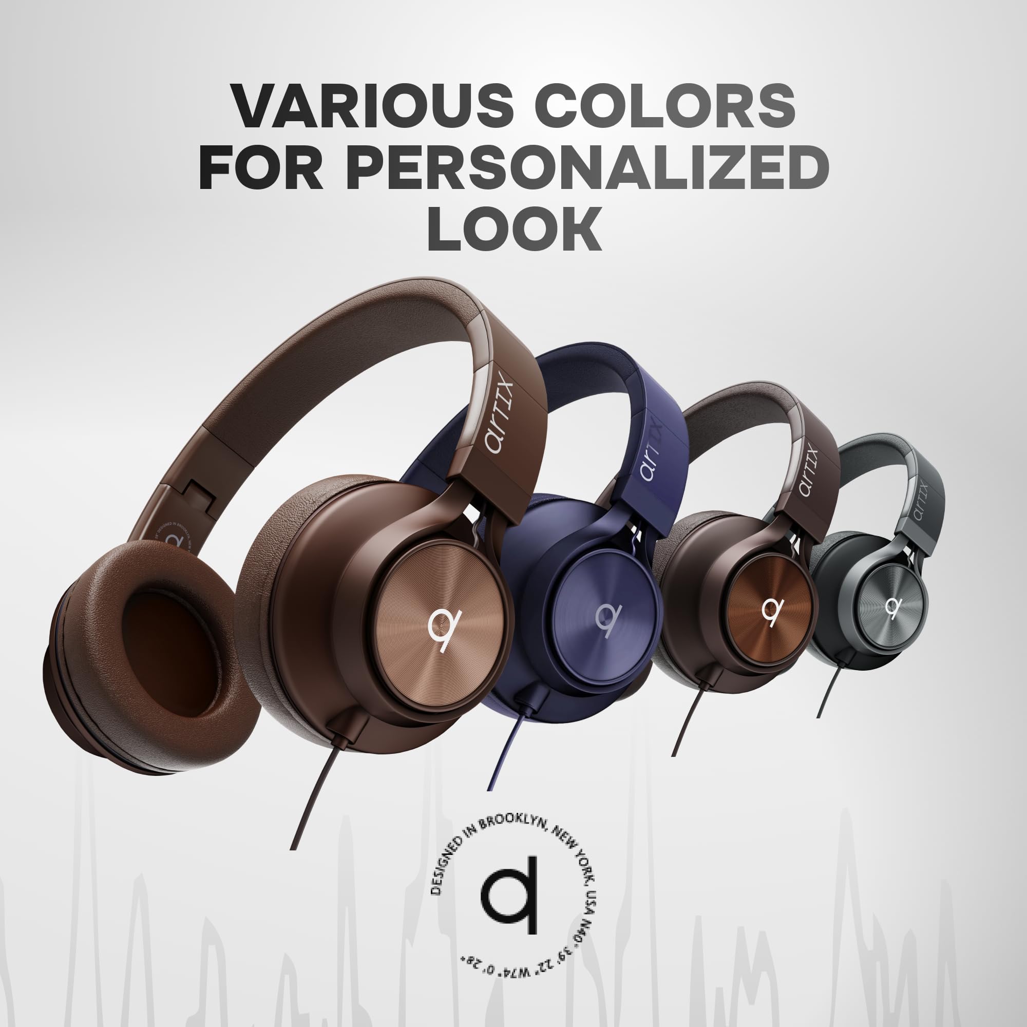 ARTIX CL750 Cuffie over-ear cablate con microfono e controllo del volume, audio con cancellazione del rumore al 100% cablata al computer, spina per laptop, cuffie da studio con cavo DJ