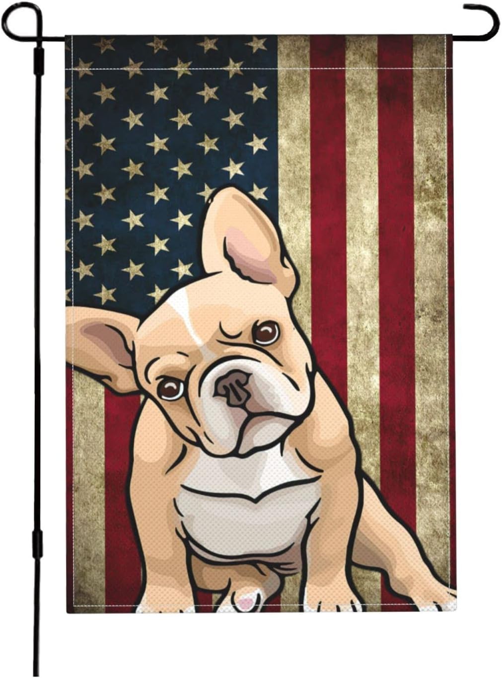 WAZHIJIA Cartoon French Bulldog Garden Flag Vertical Double Sided 12.5 X 18 Inch Yard Outdoor Decor Hello Cute Dog Family Flag