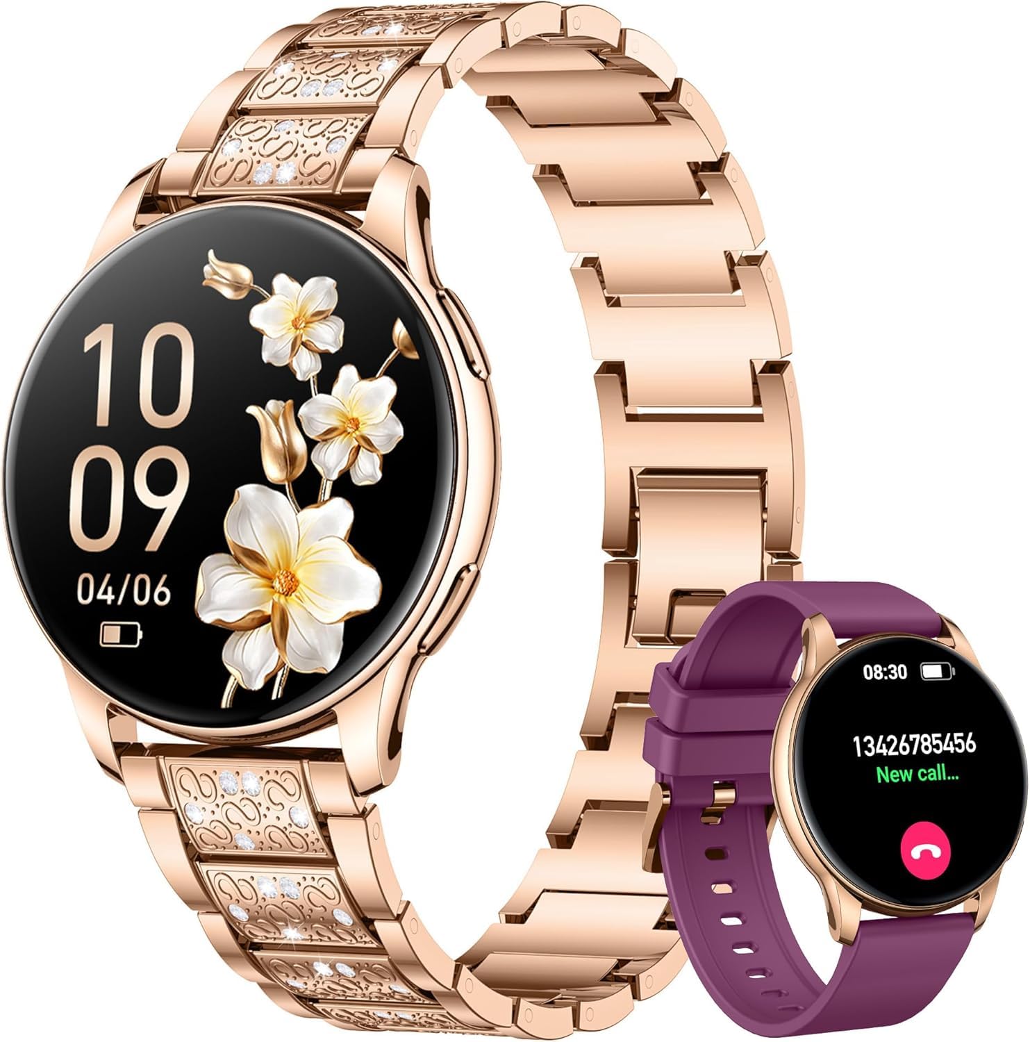Reloj Inteligente Mujer Smartwatch con Llamada：1.27" TFT Smart Watch 300mAh Bluetooth IP68 Impermeable con Frecuencia Cardíaca SpO2 Sangre Presión Arterial Monitor Sueño 100+Deportivo para Android iOS