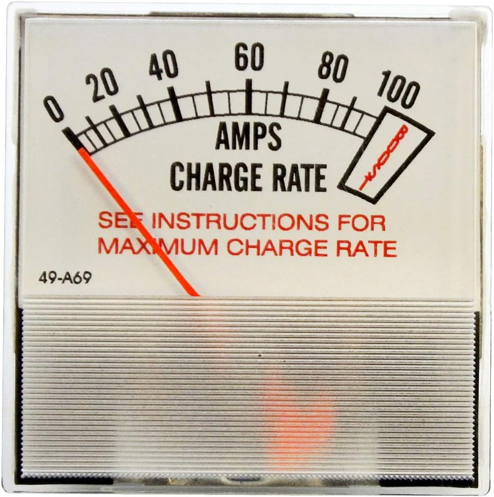 0-100A w/Boost DC Amp Meter for Battery Chargers, Stud-Mount, Original Replacement for Associated Eqpt Meter Number 605204, and Various 60-90 Amp Chargers