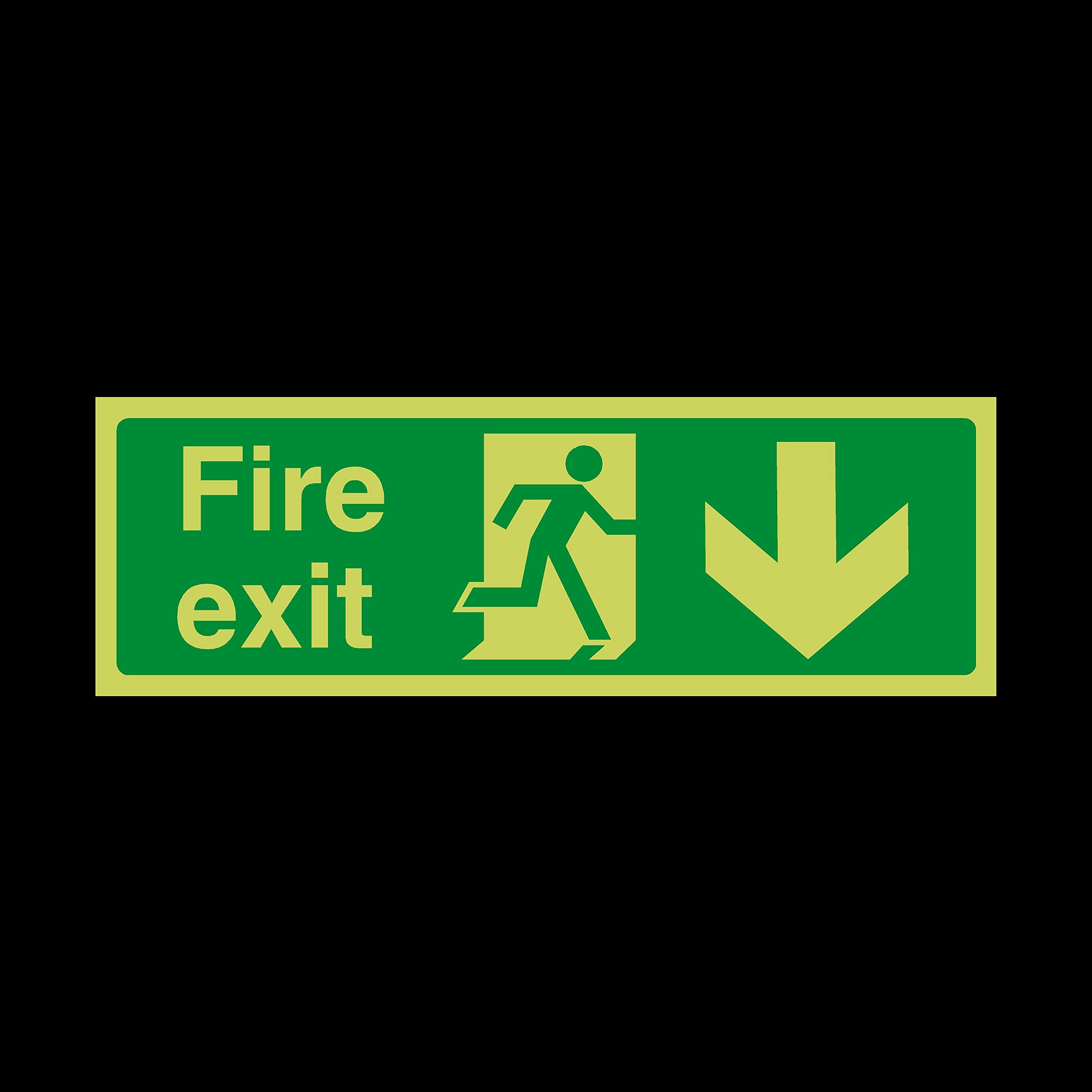 Ussp&S Green Fire Exit Arrow Down Plastic Sign - Emergency/Fire Exit/Extinguisher (Ee9)