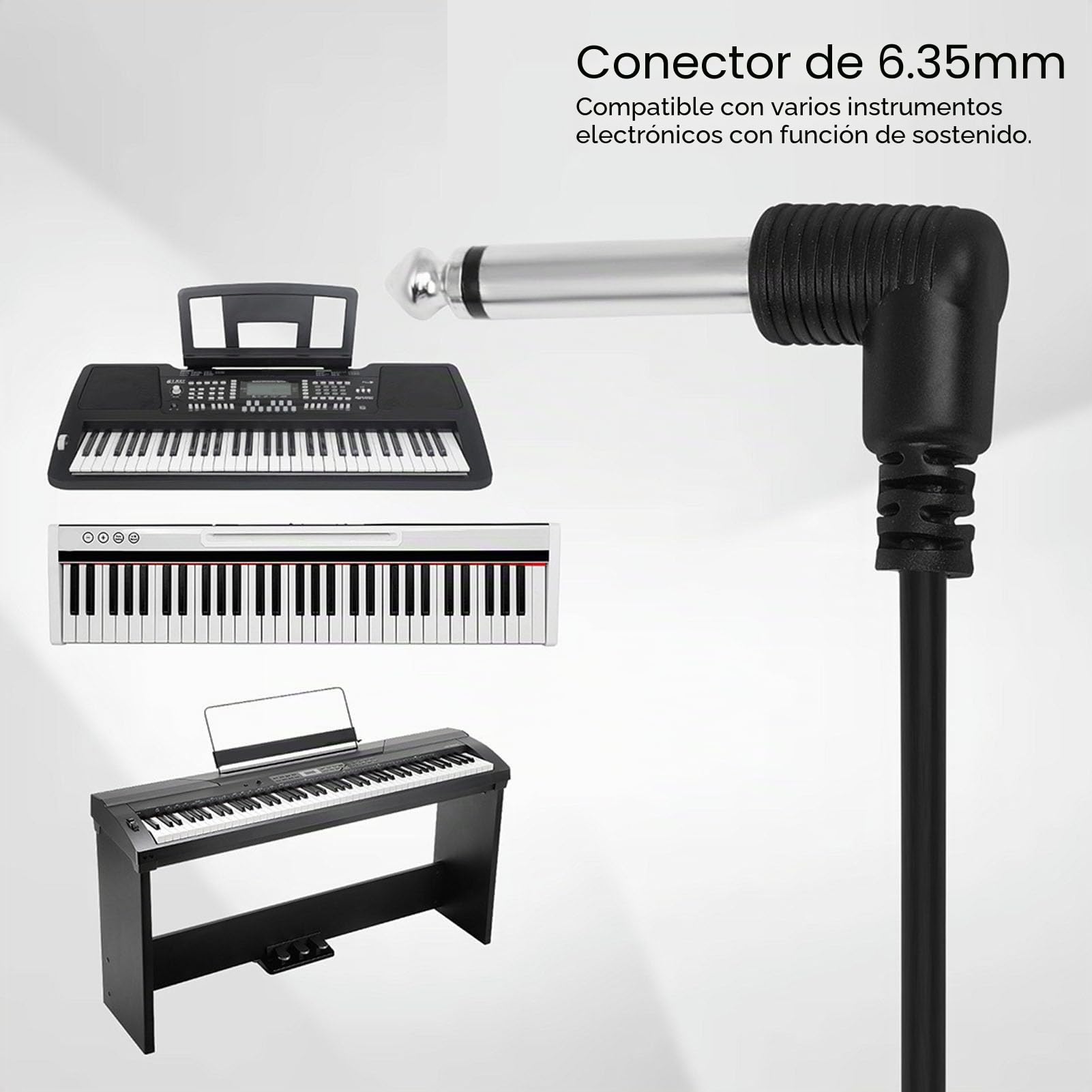 Pedal de sostenido Universal para Teclado, Pedal de sostenido Pedal de Teclado de Piano para Todos los Instrumentos electrónicos con función de sostenido (White)