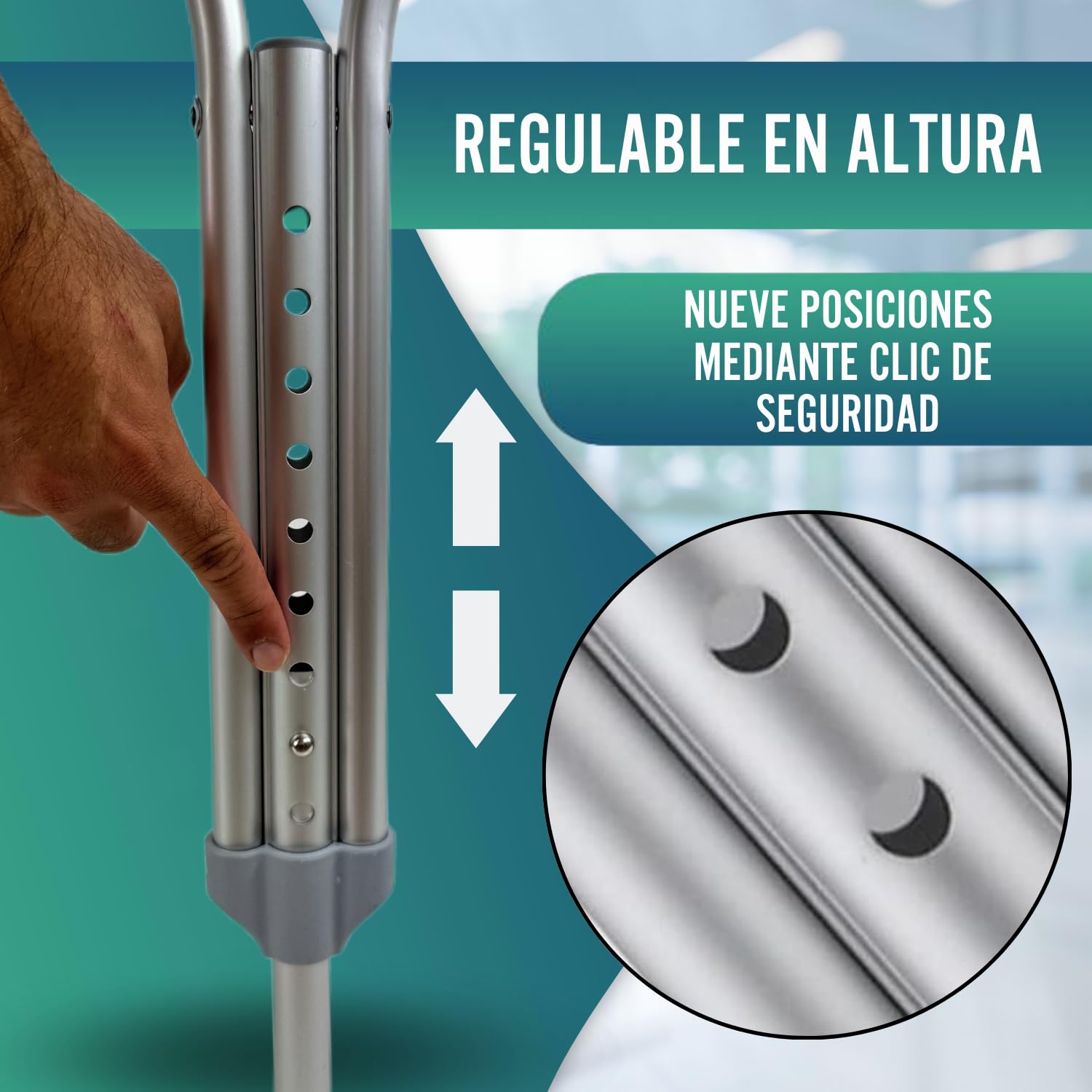 OrtoPrime Stampelle Ascellari x2 – Stampelle Ortopediche Regolabili Adulti in Alluminio Leggero – Stampella Pieghevole Uomo Donna – Bastoni Canadesi Confortevoli per la Deambulazione