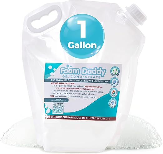 FoamDaddy Professional Strength Ultra-Concentrated Gel – Makes 300-400 Gallons of Foam Party Fun – High Stacking, Hypoallergenic – Designed for Any Foam Machine – 1 Gallon