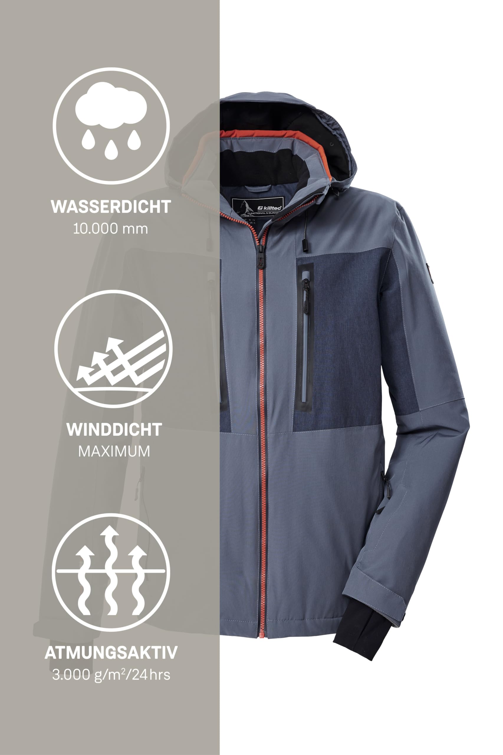 Killtec Ksw 47 Mn Ski Jckt Giacca da sci/giacca funzionale con cappuccio e paraneve con chiusura a cerniera Uomo