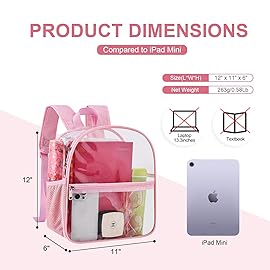 Oraben Clear Backpack for Stadium Events Stadium Backpack Waterproof 12x6x12 Clear Bag for Adult Concert Sport Work