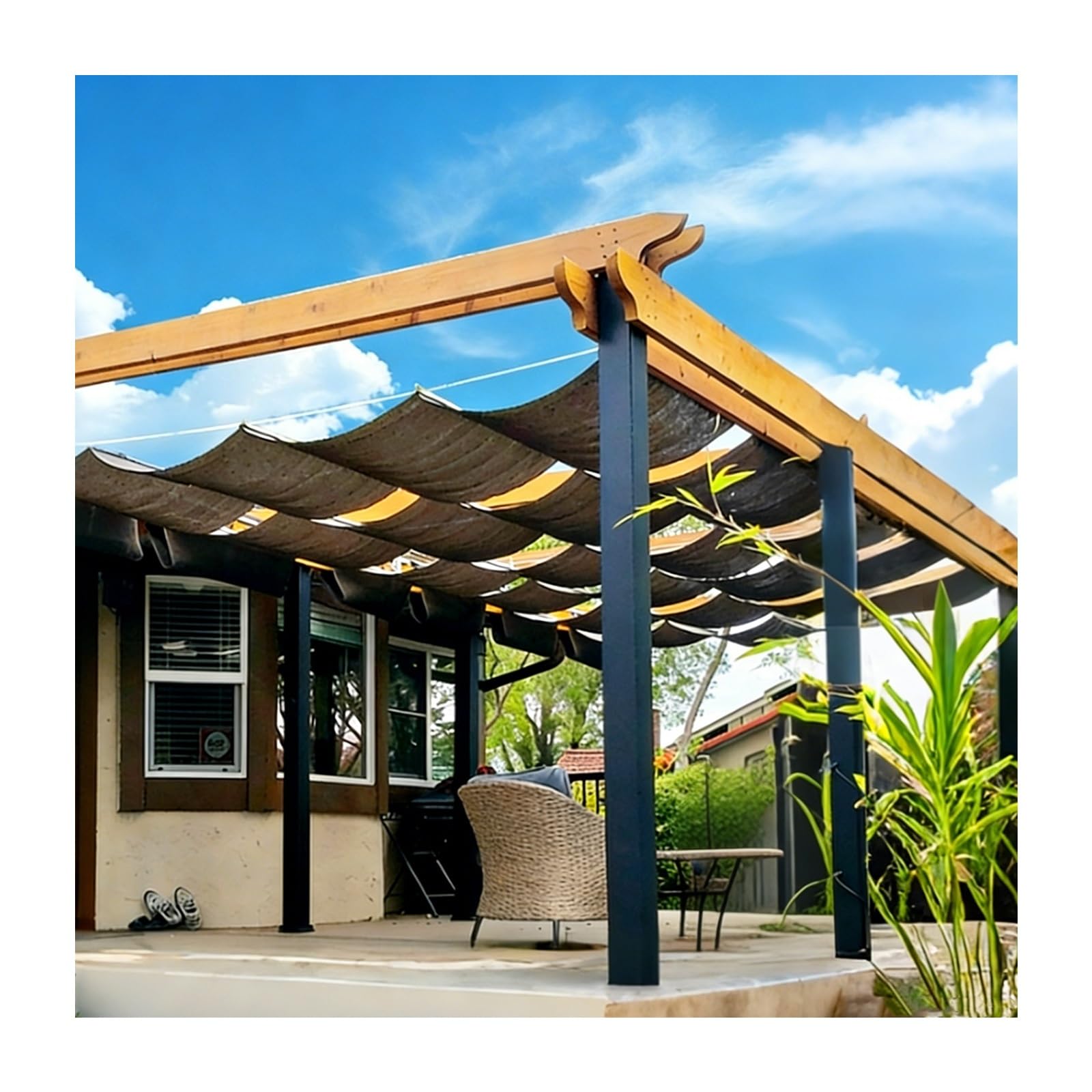 Pare-soleil rétractable pour pergola tonnelle et abri auto 1,2x8m