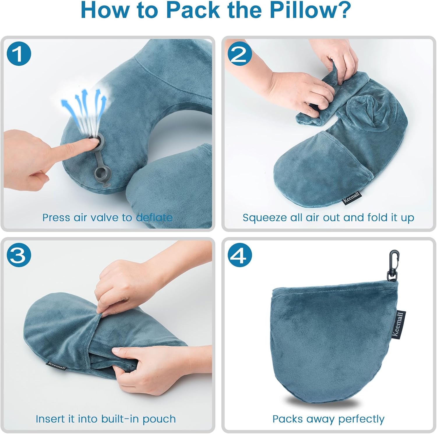 Inflatable Travel Neck Pillow for Airplane Sleeping Blow Up Neck Support Air Pillow Traveling on Plane Long Flights Washable - Image 7