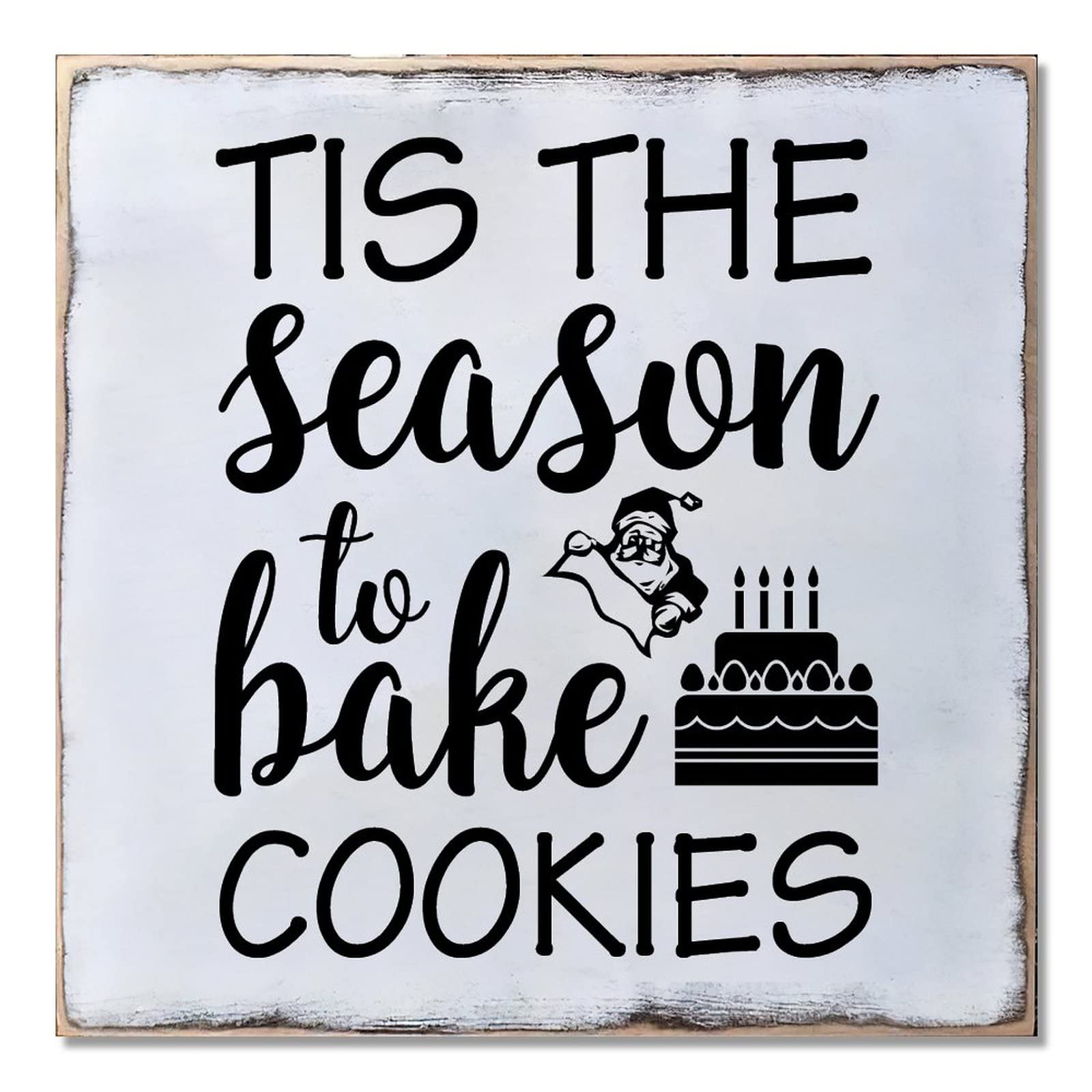 Panneau en bois Tis The Season To Bake Cookies déco Noël murale de grand format