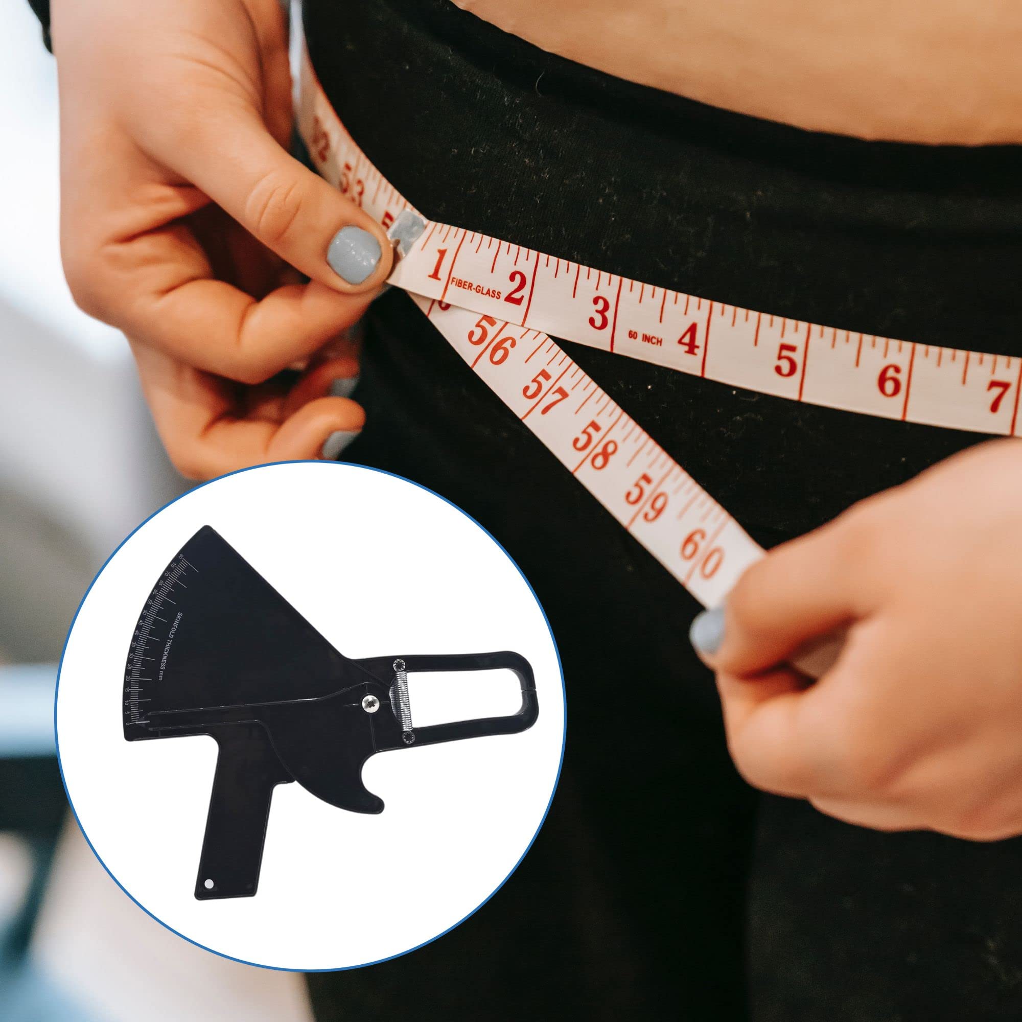 Kitdi3 Plicometro Professionale + Metro per Misurare Corpo +Foglio di Calcolo per Misurare la% di Grasso -Misuratore Grasso Corporeo -Ideale per Professionisti e Persone che Vogliono Perdere Grasso