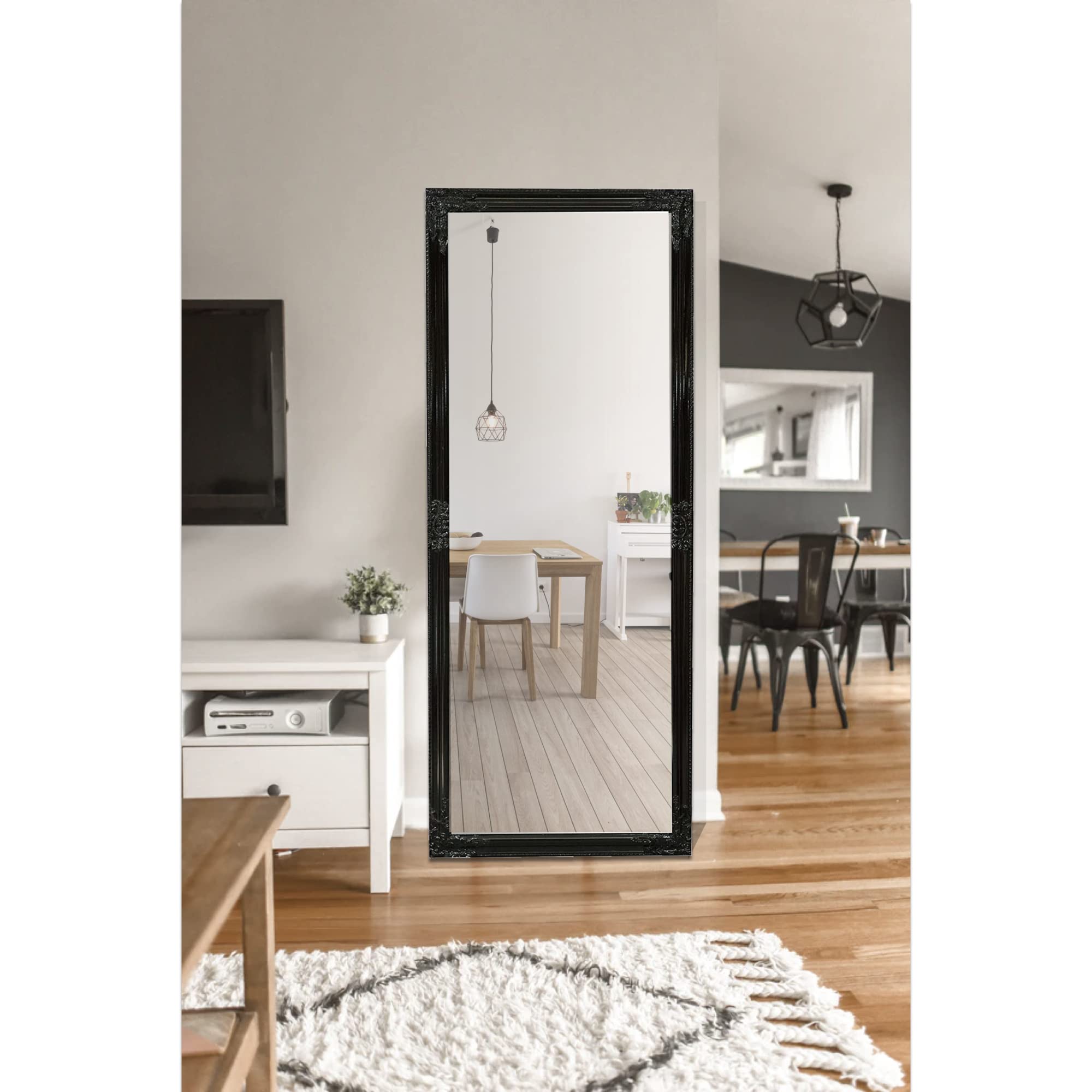 Biscottini Specchio Da Parete Lungo 180x72 Cm – Cornice In Legno, Orientabile, Per Camera E Soggiorno
