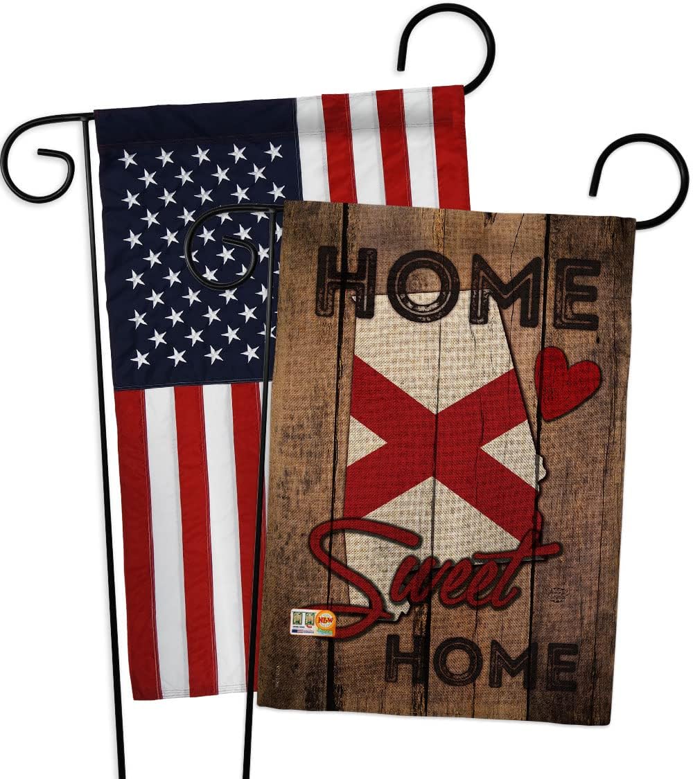 States State Alabama Home Sweet Garden Flags Pack Regional USA American Territories Republic Country Particular Area Applique Small Decorative Gift Yard House Banner Double-Sided US Made 13 X 18.5