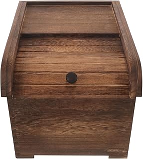 Kichvoe Wood Rice Storage Box with Airtight Sliding Lid for Kitchen Pantry Dry Food Container 11.4 X 9.4 X 8.1 Inches