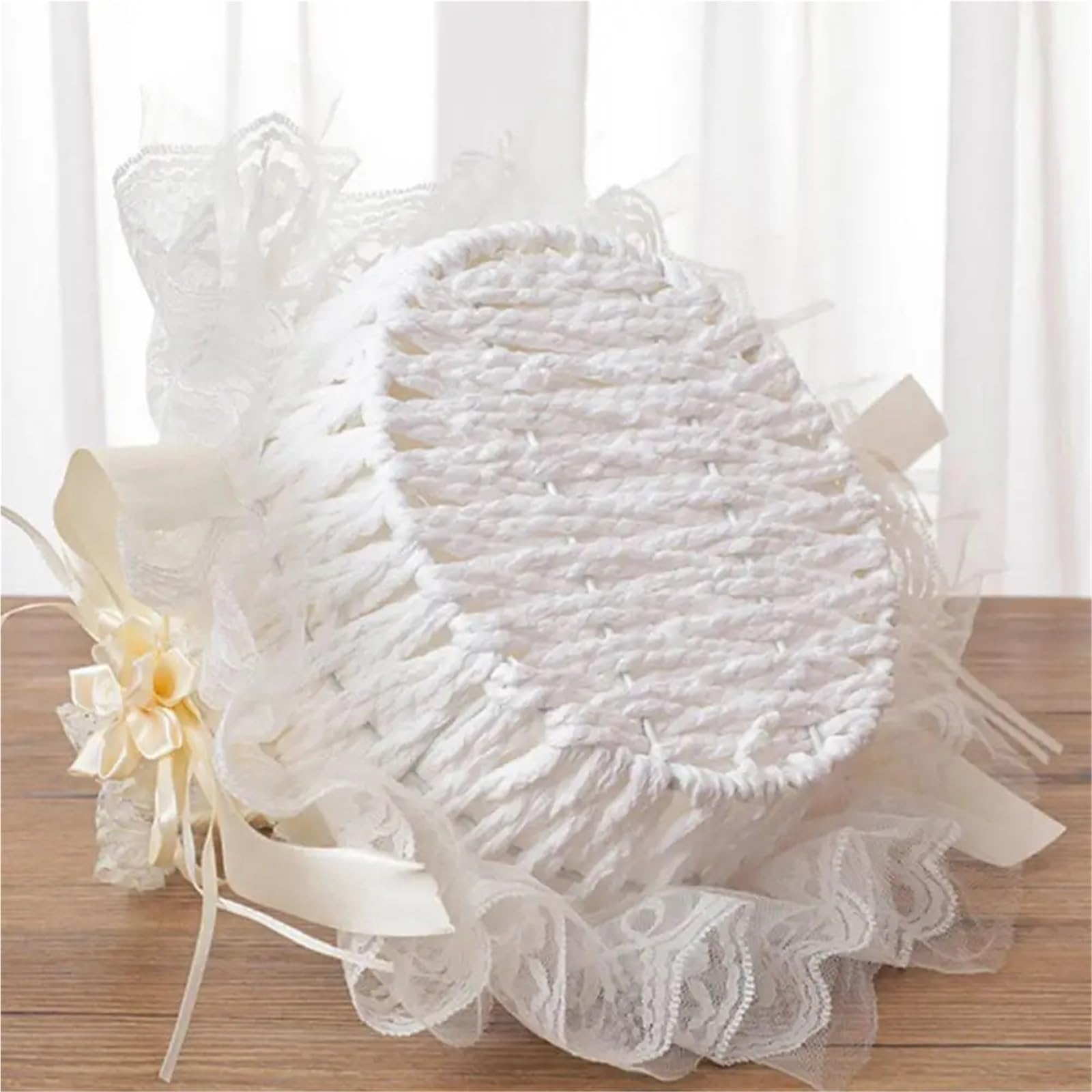 Körbe Für Blumenmädchen Hochzeit Blumenkorb Mädchen Korb Seide Hochzeitskorb Braut/Kinder Handgehaltene Hochzeitszeremonie Partydekorationen(Beige)