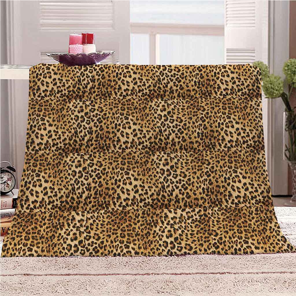 Couverture chaude douce au toucher léopard en microfibre flanelle toutes saisons de taille 150x200