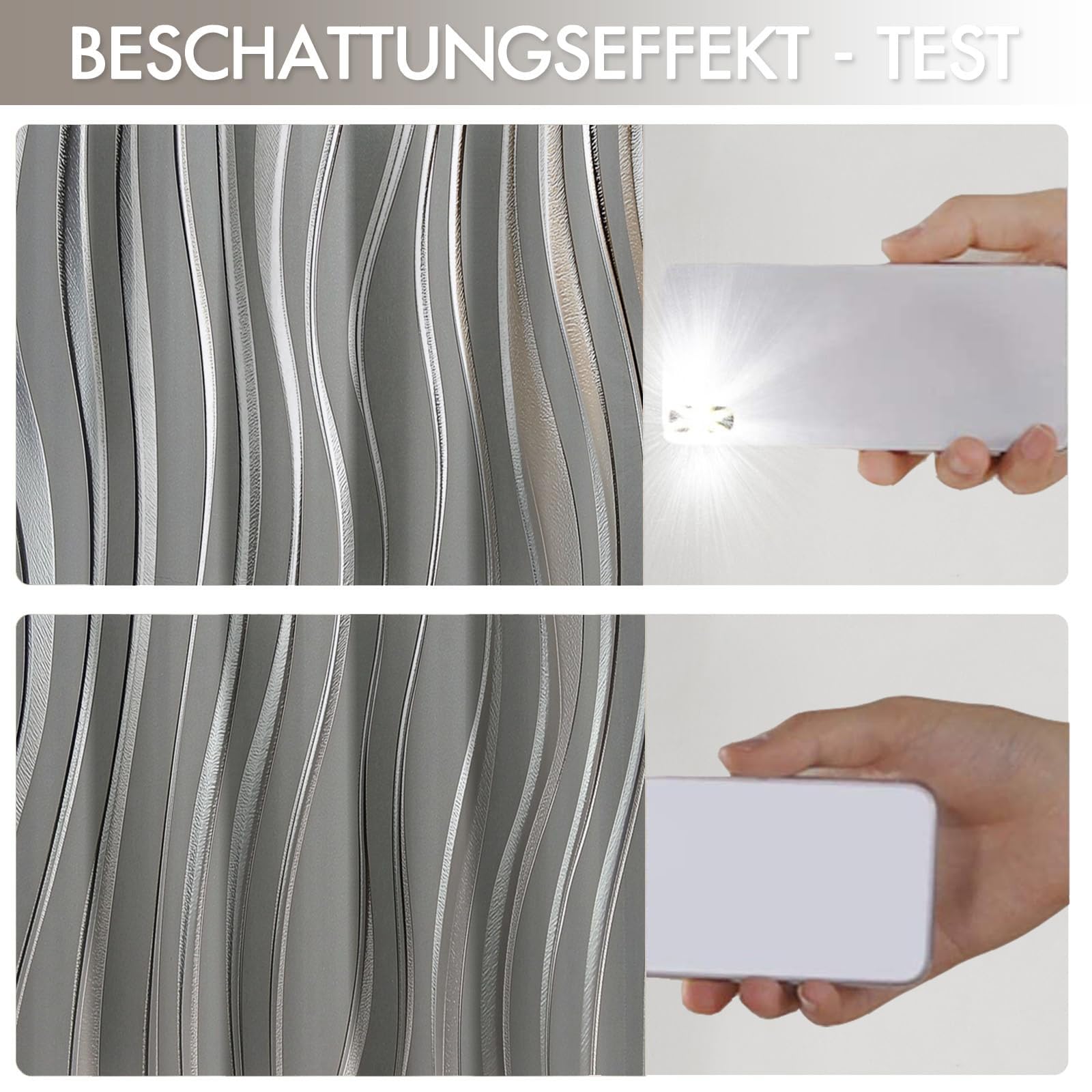 Cortinas Opacas Ondas De Lámina Plateada Brillante para Dormitorio, 240 Cm De Largo, 2 Paneles De Cortinas con Ollaos Geométrico De Lujo para Sala De Estar, Cortina De Aislamiento Térmico, Gris Plata