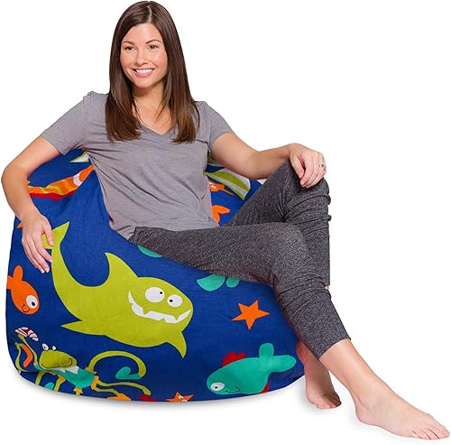 Miniatura 37 de Posh Beanbags - Sillón puff XL, 48 pulgadas, color gris jaspeado Gris brezo,Lienzo Animales Bosque Critters,Tela para colorear lienzo - Mundo