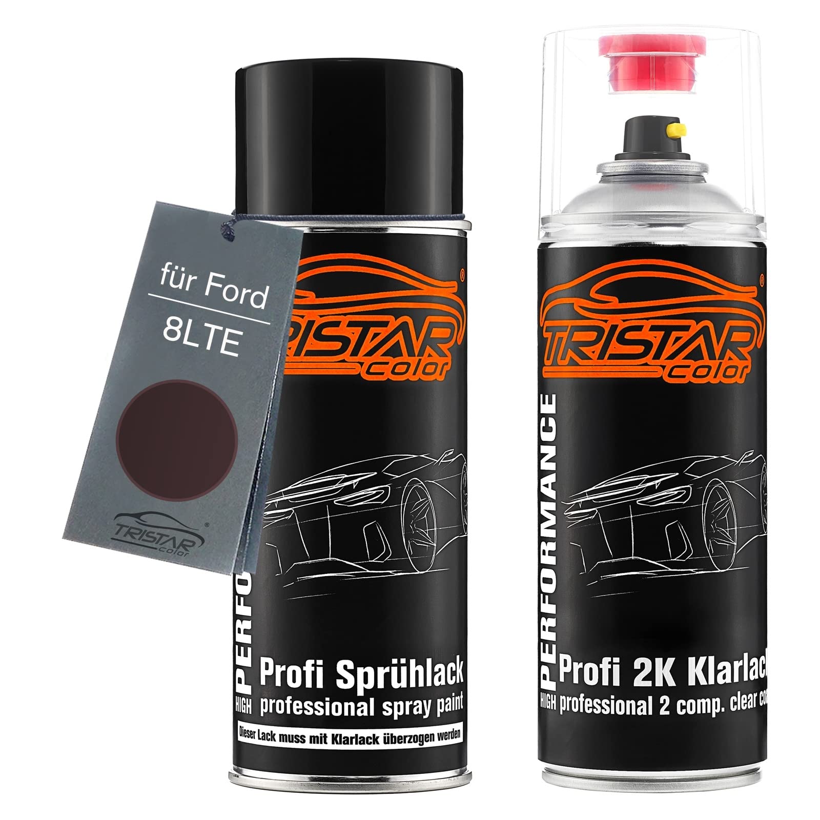 TRISTARcolorCar Paint 2K spray can set for Ford 8LTE Marron Cafe Perl Base coat 2K clear coat spray can