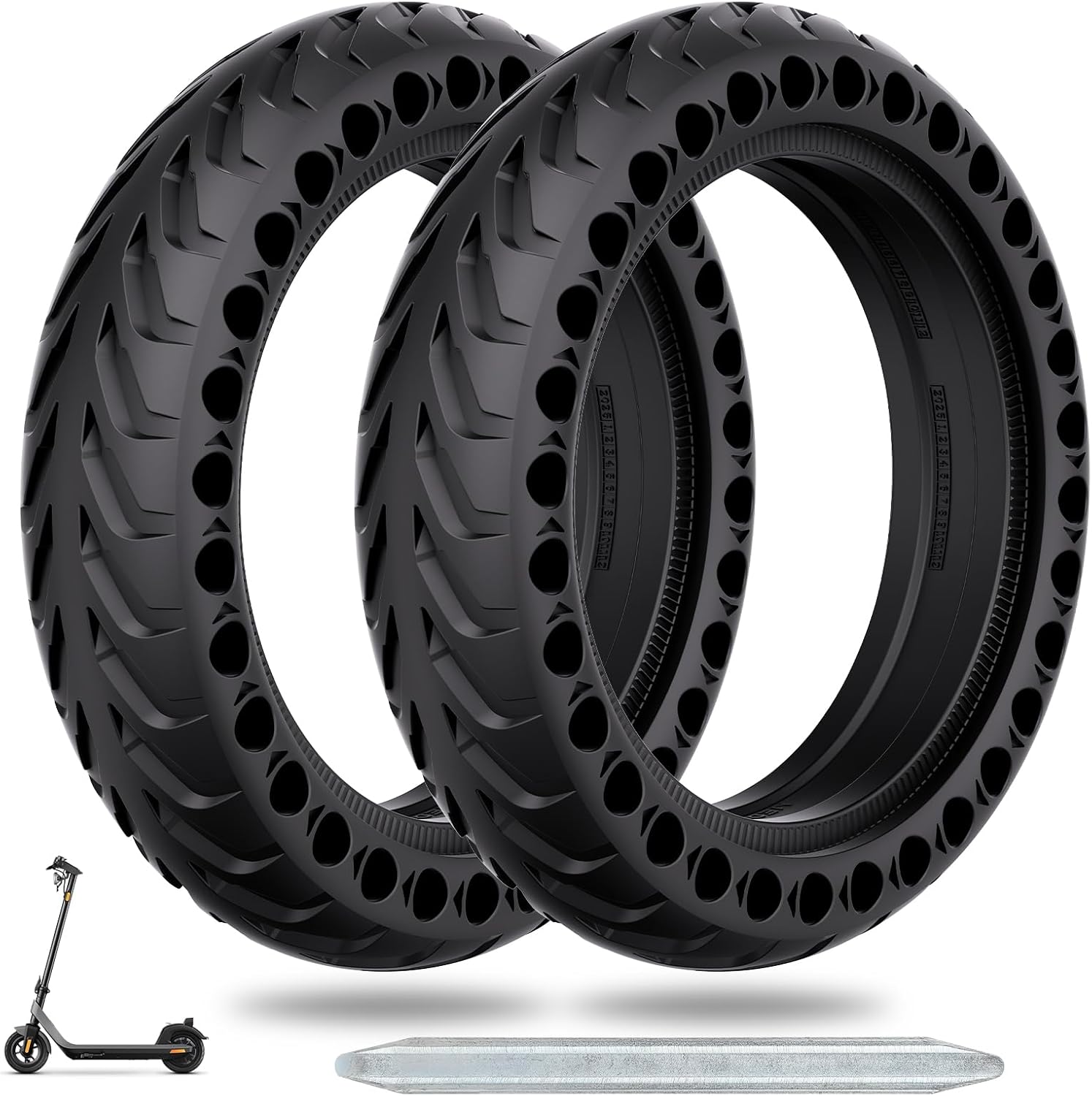 50/75-6.1 Scooter Tire, 2pcs 8 1/2 x2 Solid Tires, Replacement Wheel Compatible with All 8.5inch Scooter Tires