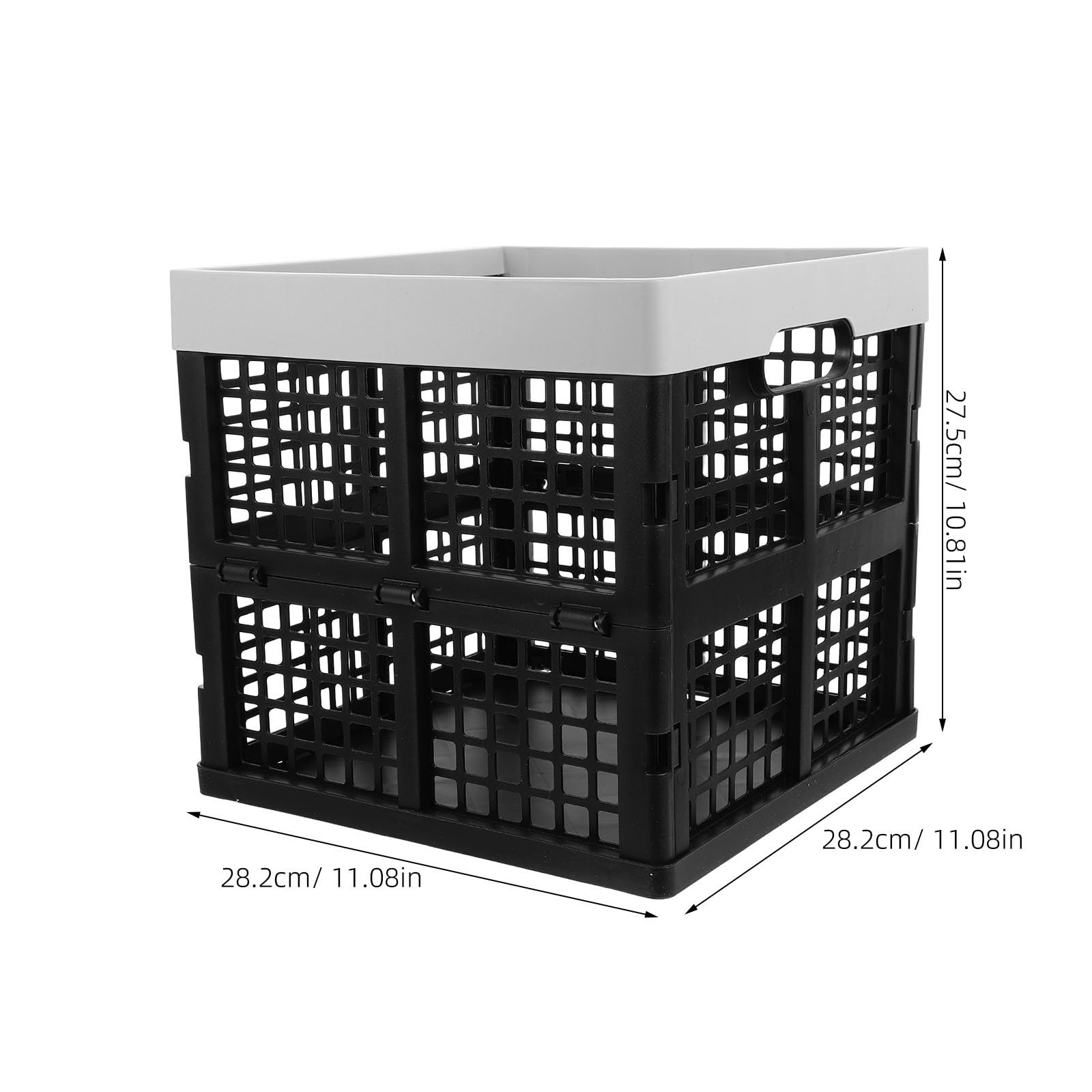 Lurrose Caja de plástico plegable con asas - Contenedor multiusos apilable para maletero de SUV - Caja de almacenamiento plegable para organización del hogar, garaje y mudanzas