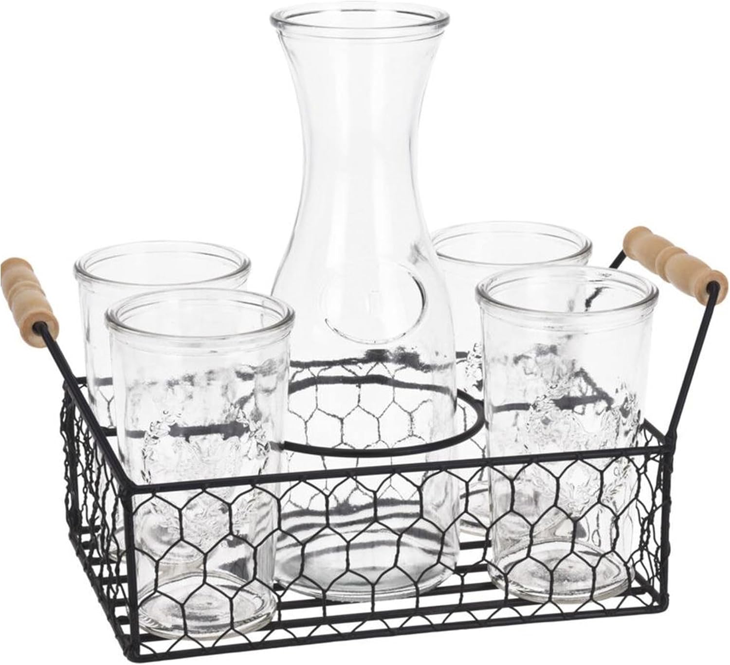 WELL HOME Set of 4 Glasses 450 ml + 1 Litre Jug in Glass