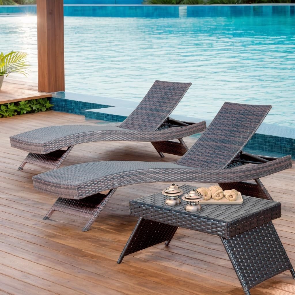PE Rattan Chaise Lounge Set