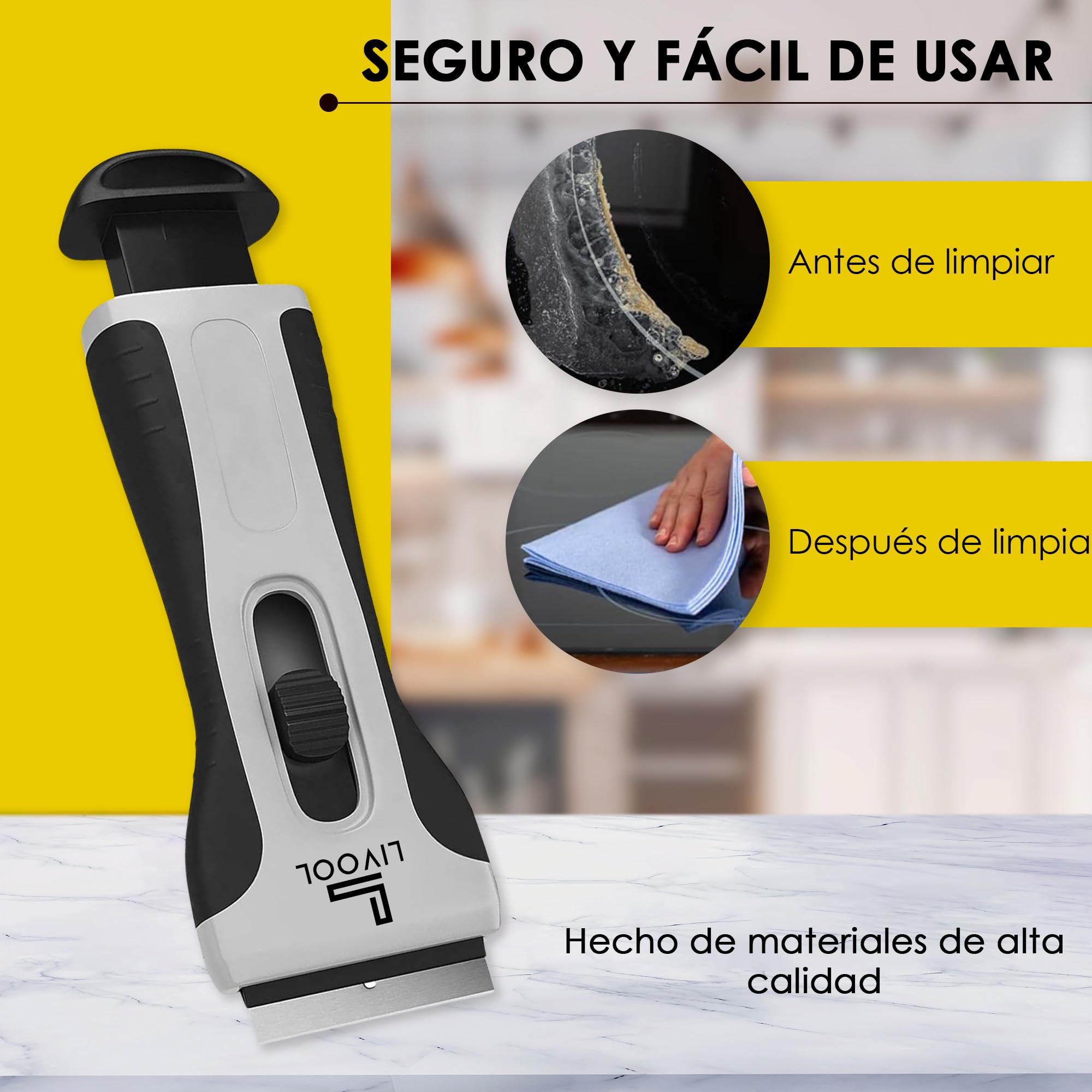 ️ Rasqueta Vitroceramica Profesional + 10 Cuchillas | Rascador Vitroceramica | Cuchilla Limpia Cristales y Vitroceramica | Raspador Vitroceramica Inducción.