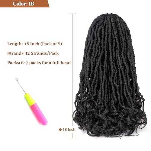 Miniatura 4 de Toyotress Rizos franceses de cabello rizado de ganchillo de 18 pulgadas, 8 paquetes, cabello de ganchillo negro preanudado con extremos rizados,