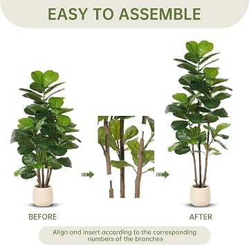 Realead 6ft Fiddle Leaf Fig Tree Artificial with Tall Exquisite Planter