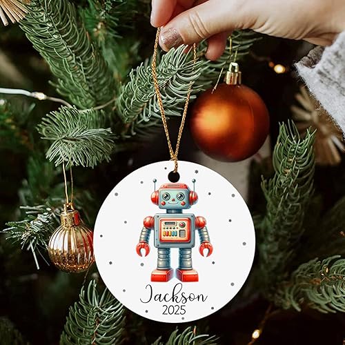 Vista 5 de Adorno de Navidad de robot personalizado, recuerdo de ciencia robótica personalizado, decoración de árbol de Navidad, nuevo regalo para niños