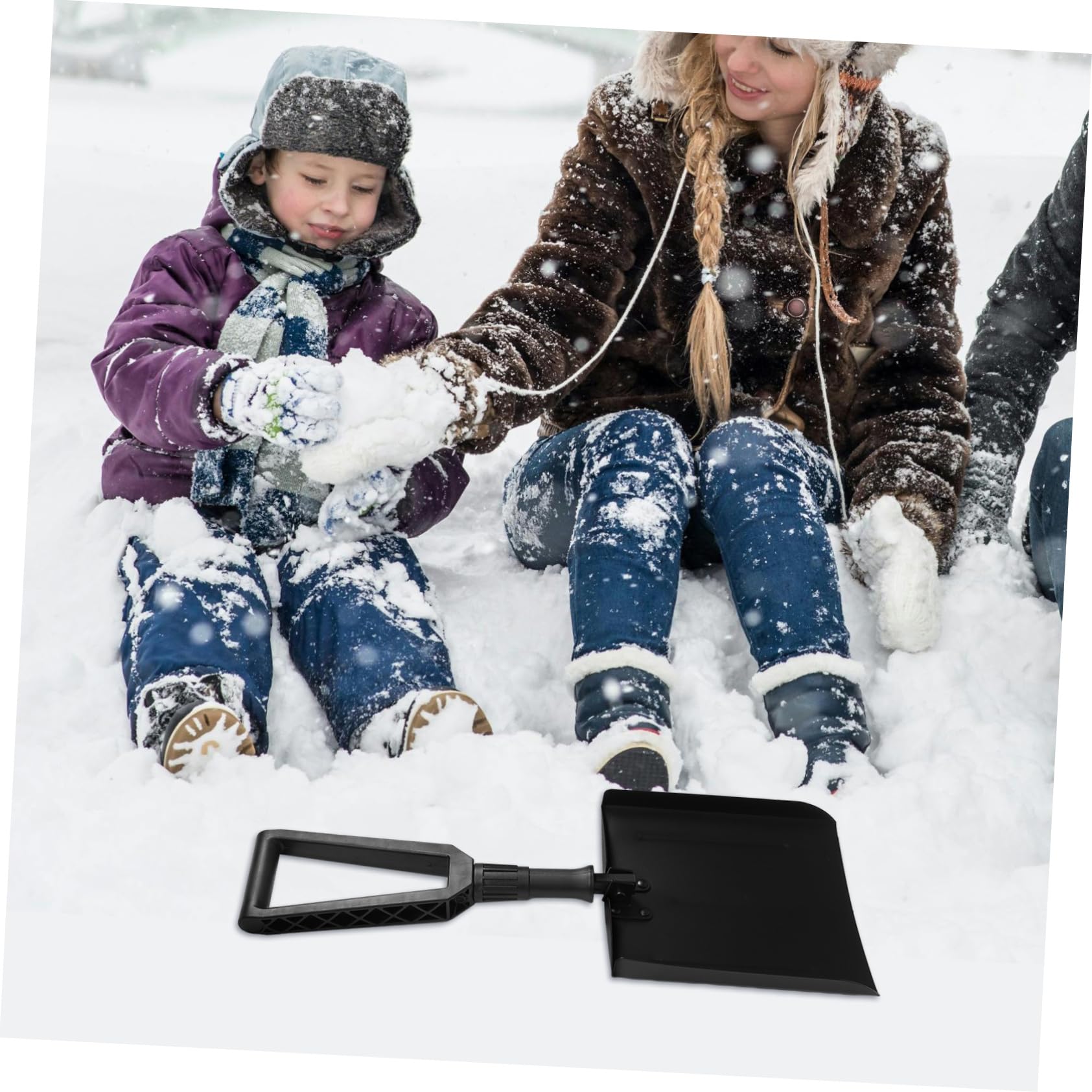 Vaguelly Pala de Nieve Plegable de Invierno raspador de Hielo de Nieve Cepillo de Nieve raspador de Hielo para Coche empujador de Nieve Mango de Hierro rociado Black