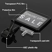 Vista 6 de Mlici Soporte acrílico para letreros con abrazadera, clips de exhibición de doble cabeza de 6 x 9 pulgadas con protector de tarjeta de PVC, clip
