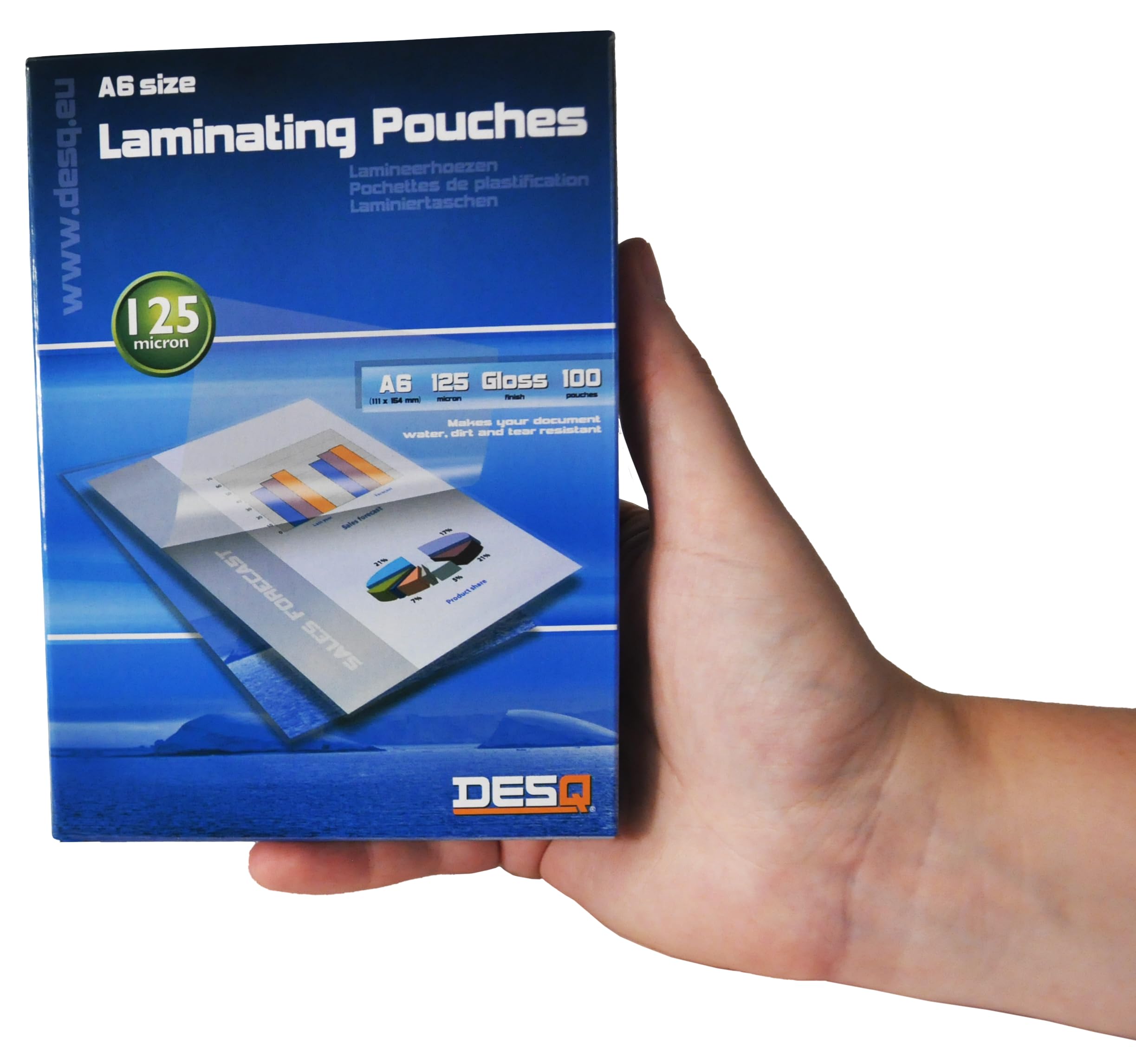 DESQ Pochettes De Plastification A4 125 Microns Mat - 100 Pièces - Coins Arrondis - Format 216 X 303 Mm