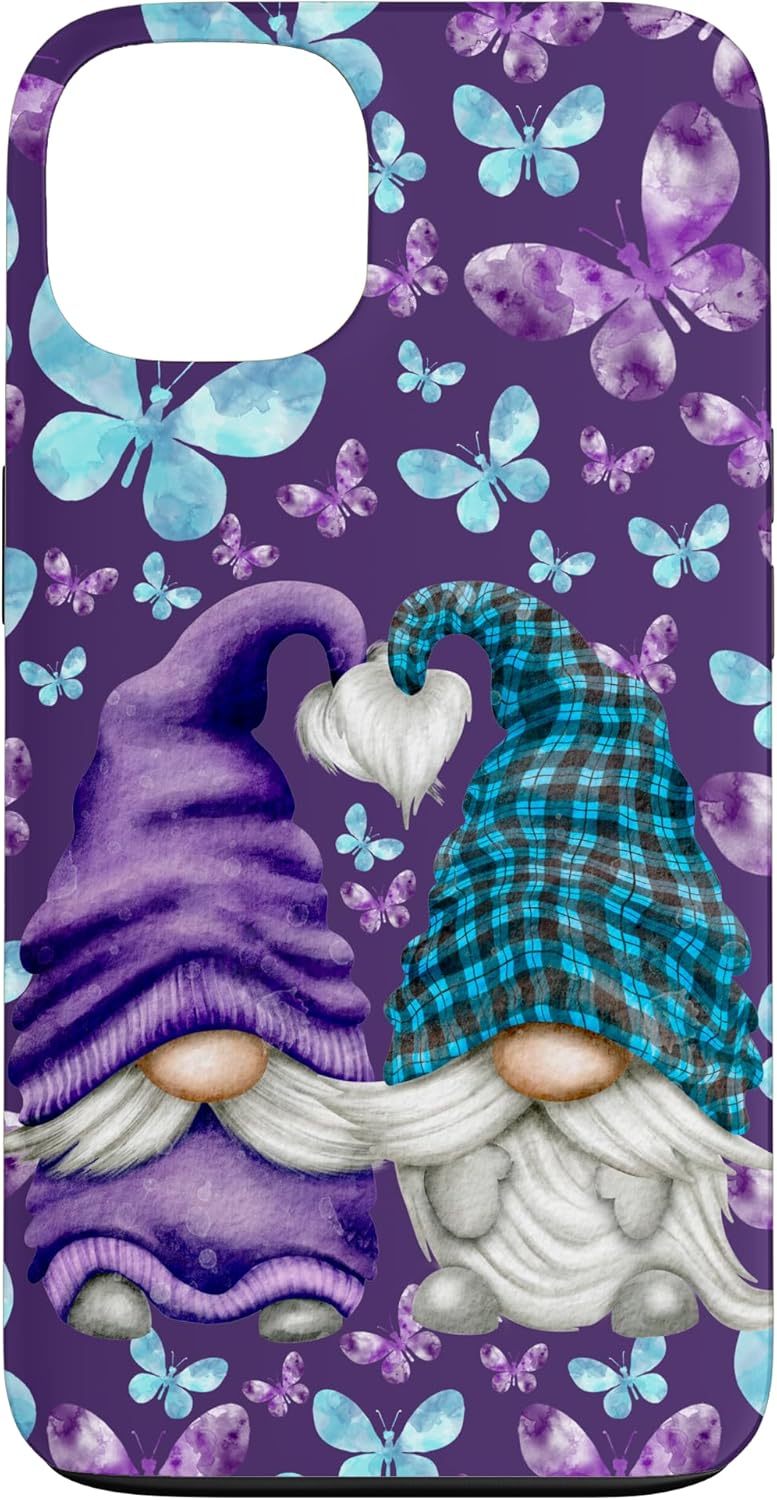 Cute Butterfly Pattern For Women Aesthetic Purple Gnome Case for iPhone 13