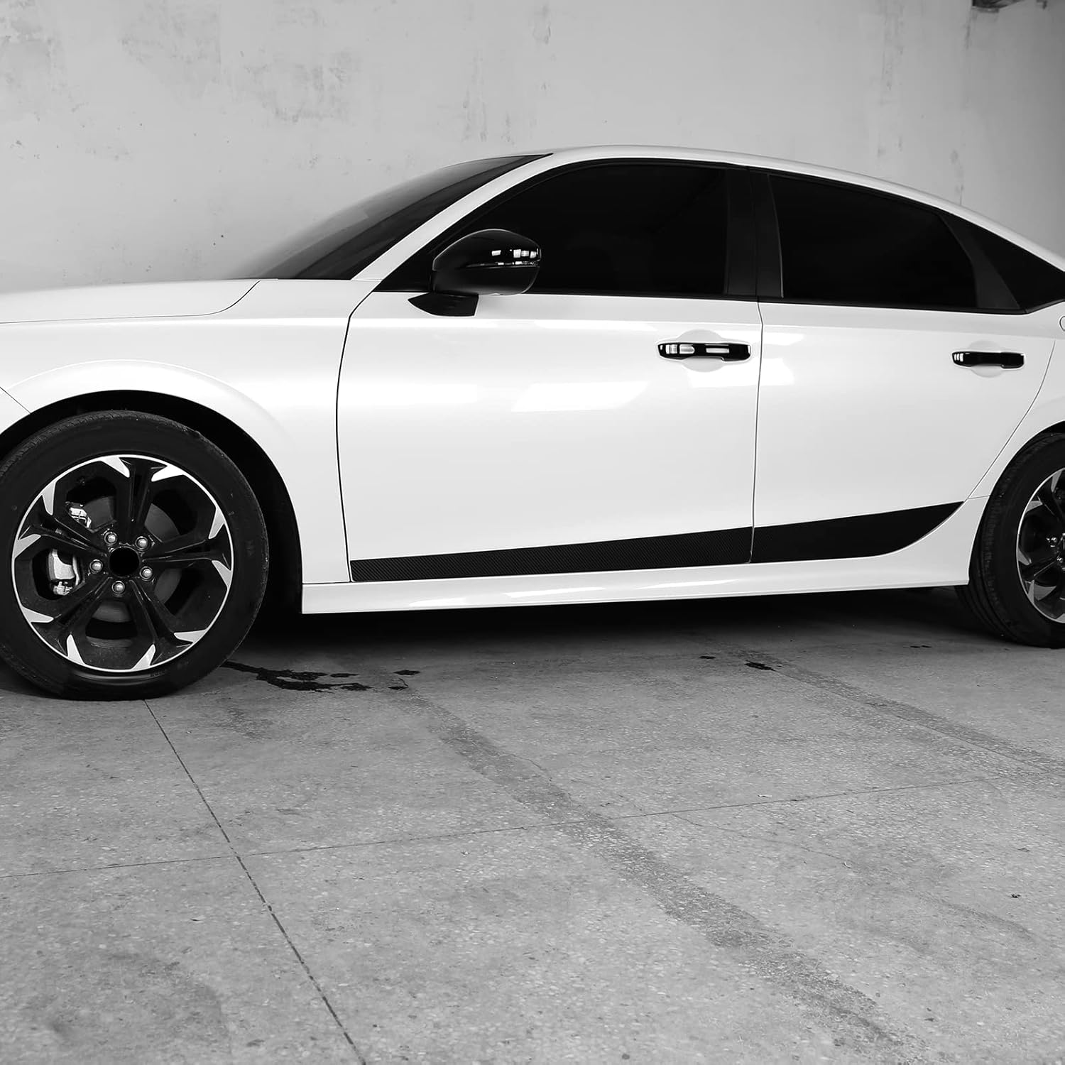 PIUGILH Real Carbon Fiber Car Side Skirt Stripe Sticker Lower Door Panel Decal Molding Trim Compatible with Honda Civic 2022