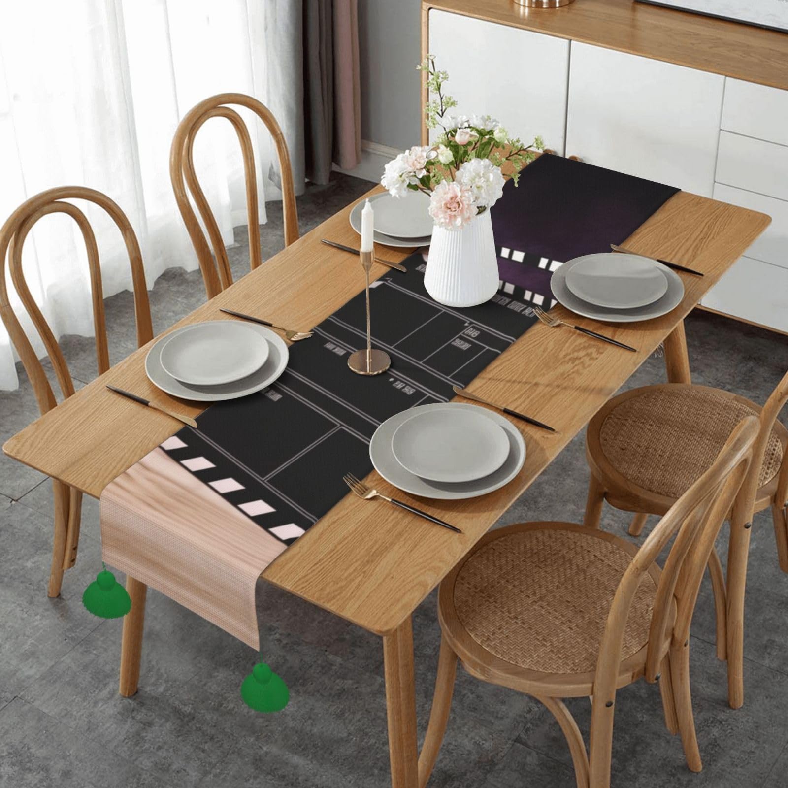 Chemin de table en lin déco automne et cinéma pour vos repas de fête en famille