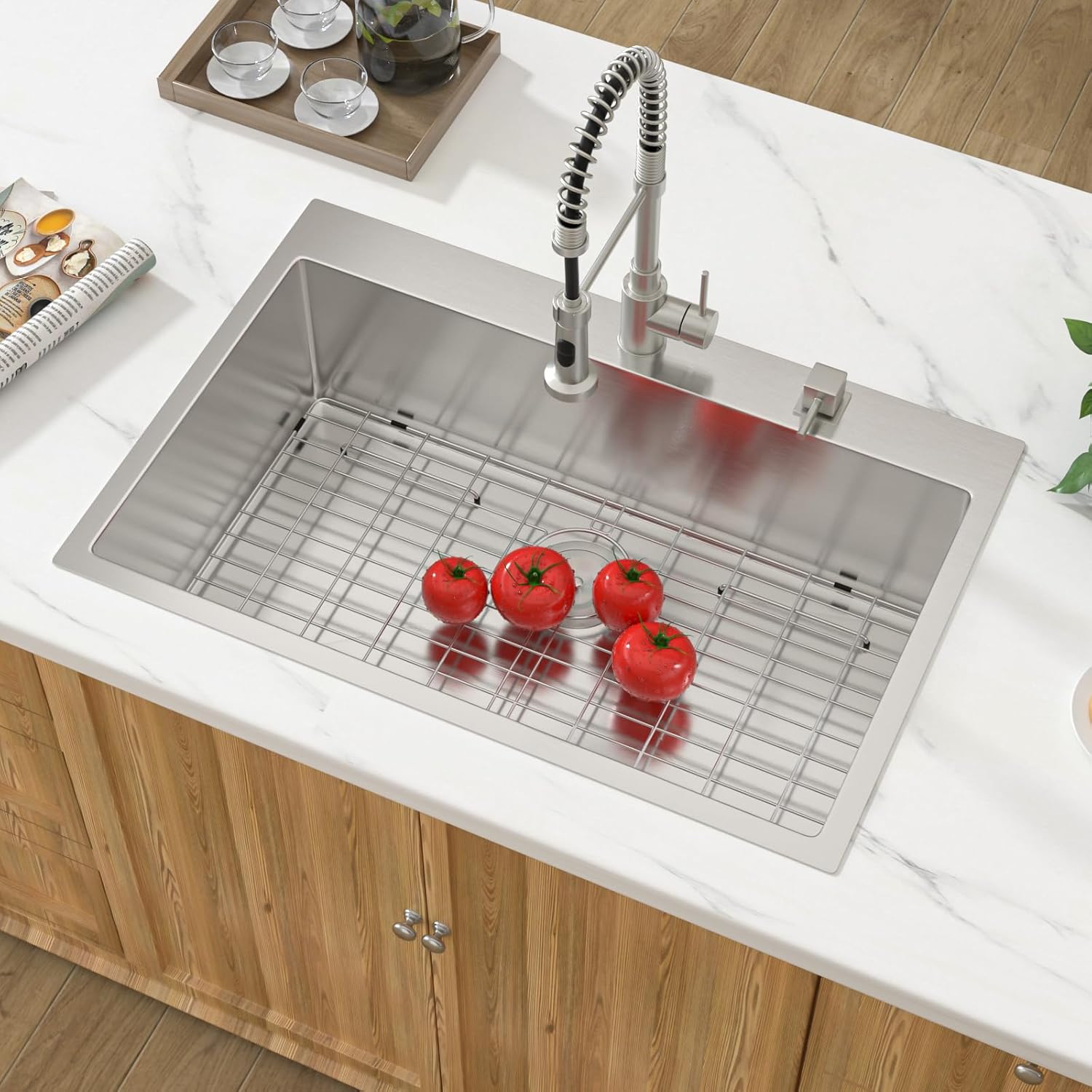 33 Kitchen Sink Drop In - Donsdey 33×22 Inch Kitchen Sink Drop In Topmount 16 Gauge Stainless Steel Over Mount Single Bowl Sink Basin