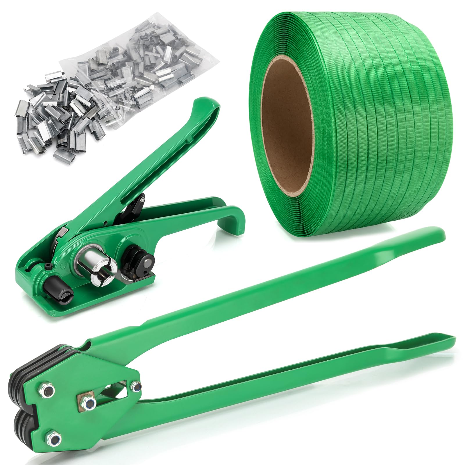 Banding Strapping Kit, Pallet Strapping Kit Include Poly Strapping Tensioner Tool, Banding Sealer Tool, 200 Metal Seals, 3200' x 1/2