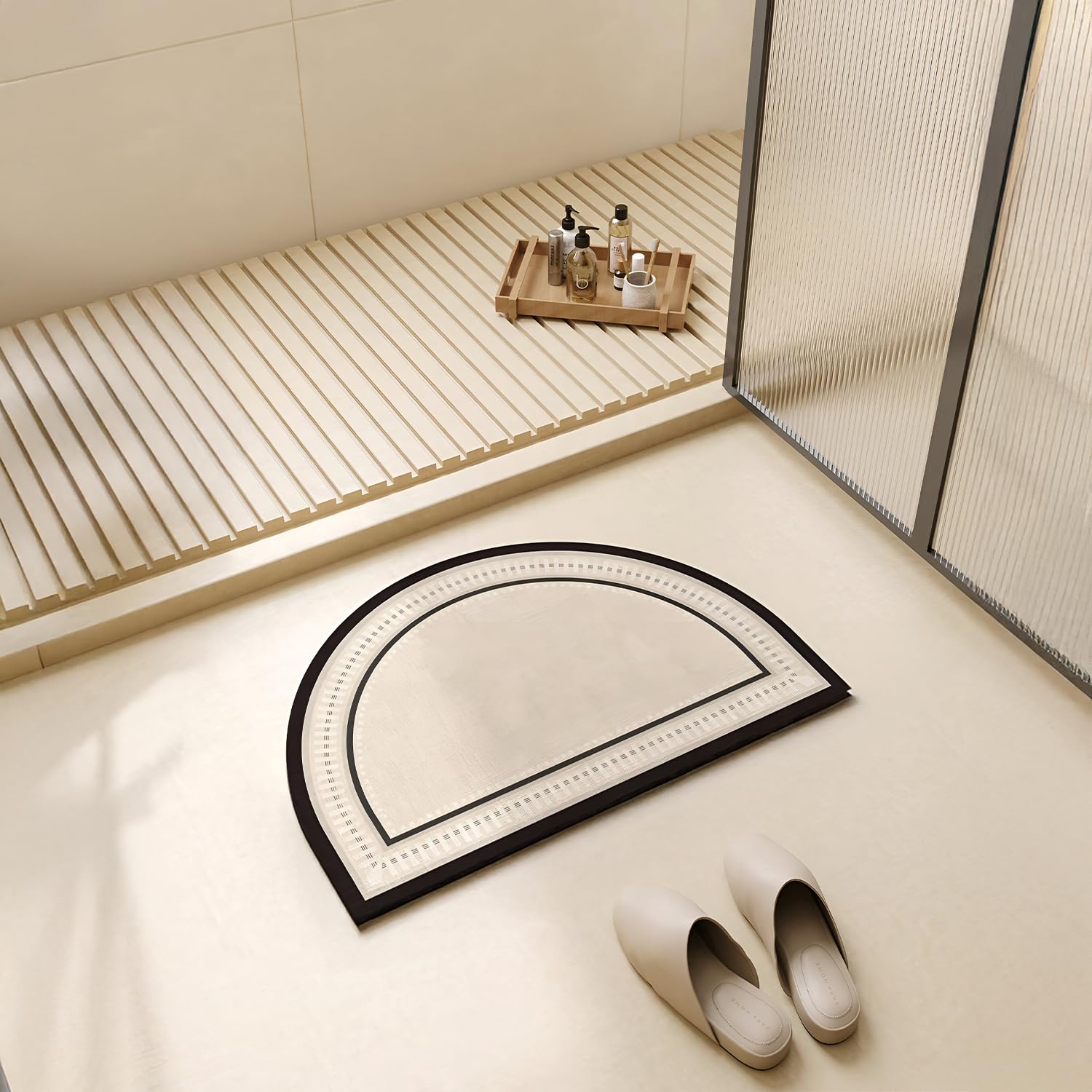 SYGA Non-Slip Quick-Drying Half-Round Bathroom & Door Mat – Water Absorbent, Easy-to-Clean, Wear-Resistant Floor Mat, 40 x 60 cm-image-10